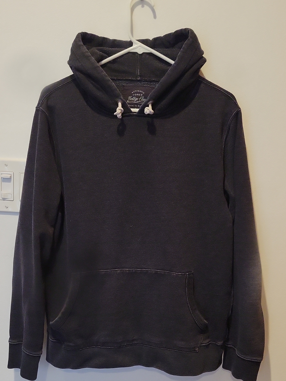 J. Crew Black Vintage Pullover Hoodie with Kangaroo Pocket